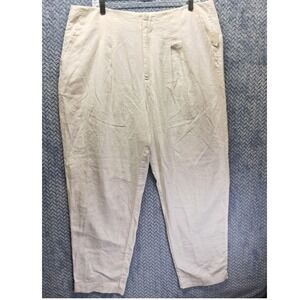 New Day Off White Tapered Leg Highest Rise Pleated Linen Blend‎ Pants Size 16R